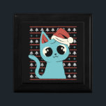Blue Cat in Santa Claus Christmas Atmosphere Gift Box<br><div class="desc">Blue Cat in Santa Claus Christmas Atmosphere</div>