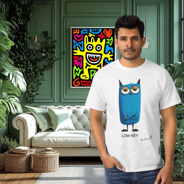 Blue Cat | LOW-KEY - By Design | Fun Casual T-Shirt (Creator Uploaded)