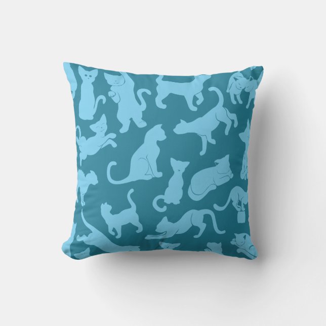 Blue Cat Pattern Cushion (Front)