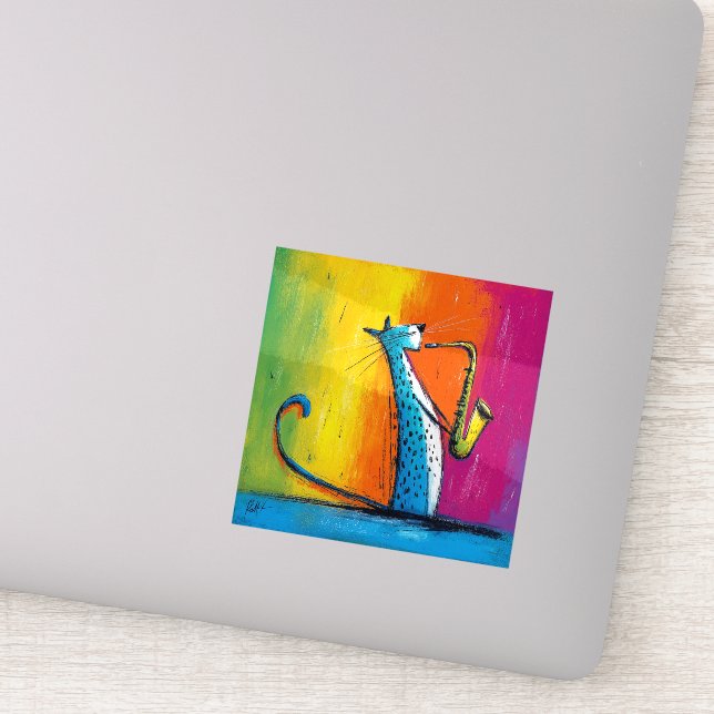 Blue Cat Playing a Saxophone (Detail)