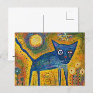 Blue Cat Postcard
