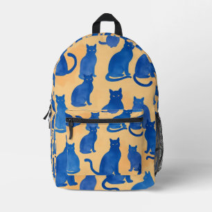 Blue Cat Silhouette Print Cut Sew Bag