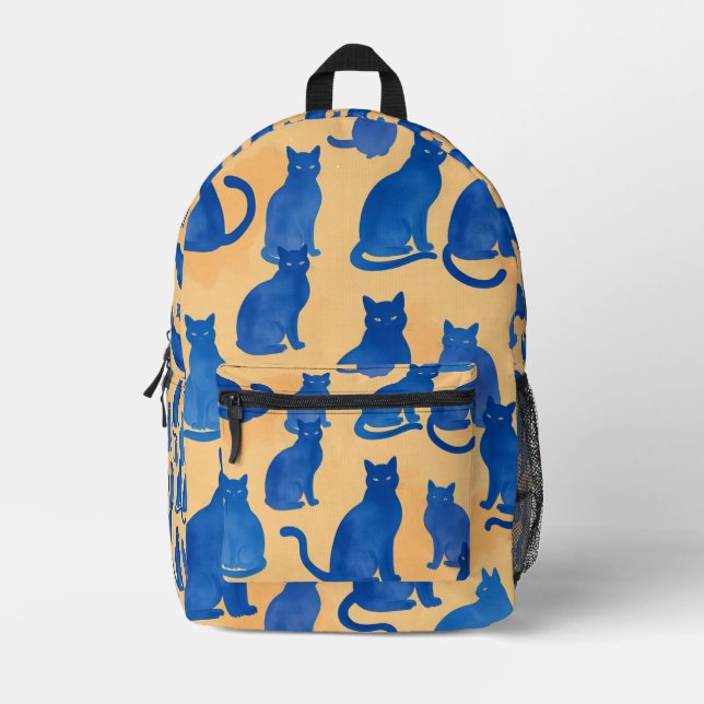 Blue Cat Silhouette Print Cut Sew Bag (Front)