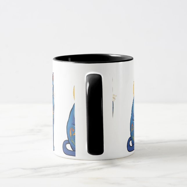 Blue Cat Sunrise Mug (Handle)