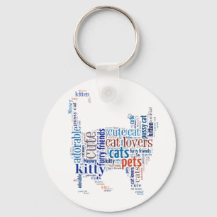 Blue Cat text design Key Ring