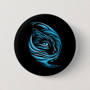 Blue Cat Wave For Kamala 47 Funny Cat Ladies Harri 6 Cm Round Badge