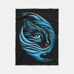 Blue Cat Wave For Kamala 47 Funny Cat Ladies Harri Fleece Blanket
