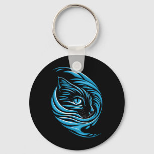 Blue Cat Wave For Kamala 47 Funny Cat Ladies Harri Key Ring