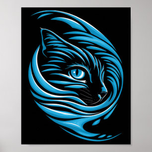 Blue Cat Wave For Kamala 47 Funny Cat Ladies Harri Poster