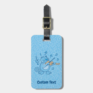 Blue Cat with Violin Luggage Tag