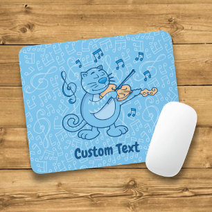 Blue Cat with Violin Mouse Pad