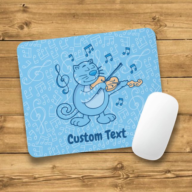 Blue Cat with Violin Mouse Pad (Creator Uploaded)