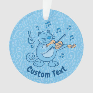 Blue Cat with Violin Ornament