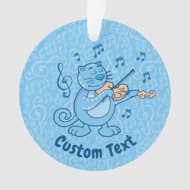 Blue Cat with Violin Ornament (Front)