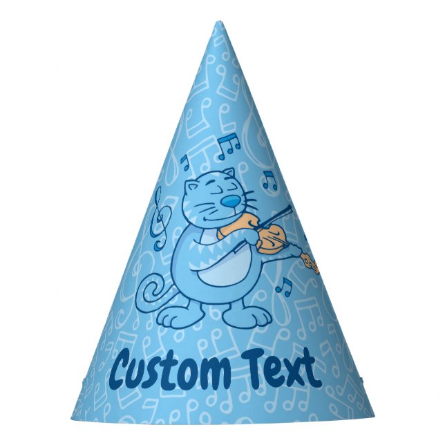 Blue Cat with Violin Party Hat (Front)