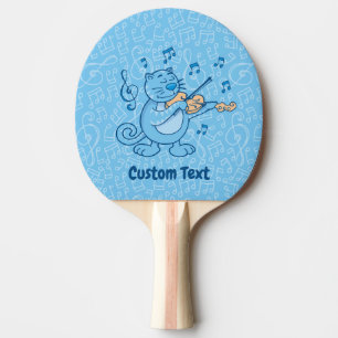 Blue Cat with Violin Ping-Pong Paddle