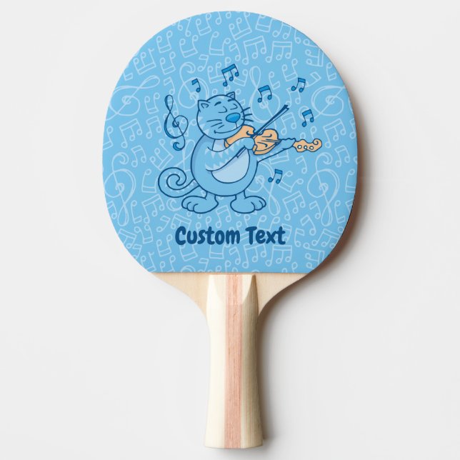 Blue Cat with Violin Ping-Pong Paddle (Front)