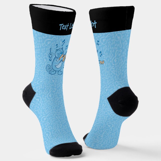 Blue Cat with Violin Socks (Angled)