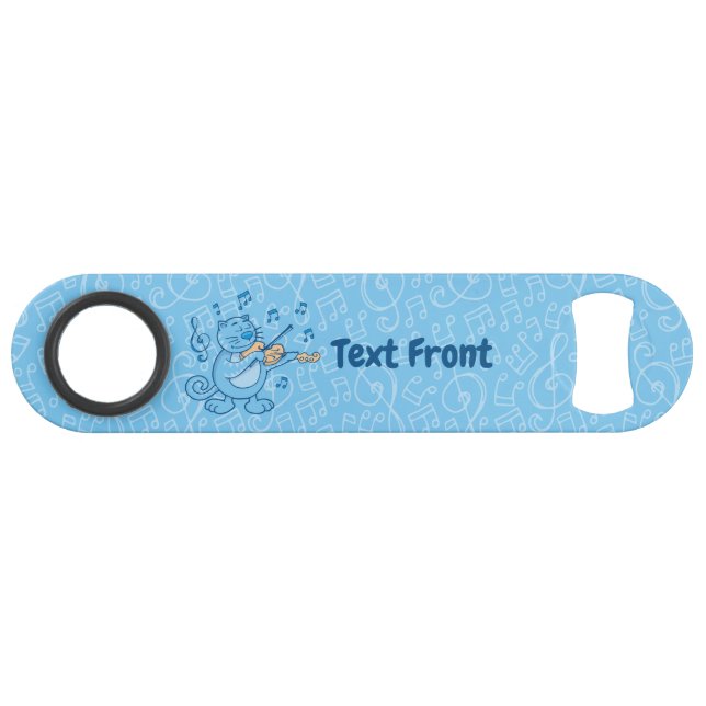 Blue Cat with Violin Speed Bottle Opener (Front (Horizontal))