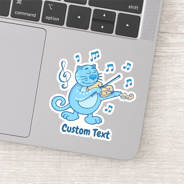 Blue Cat with Violin Sticker (Detail)