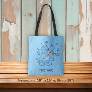 Blue Cat with Violin Tote Bag