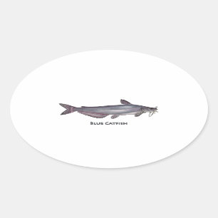 Blue Catfish Logo Oval Sticker