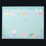 Blue Caticorn Meowmaid Sea Weekly Planner Notepad<br><div class="desc">Blue Caticorn Under the Sea Weekly Planner</div>