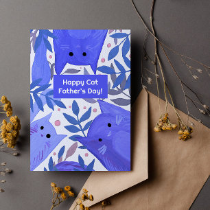 Blue Cats and branches Happy cat father's day Holi Holiday Card
