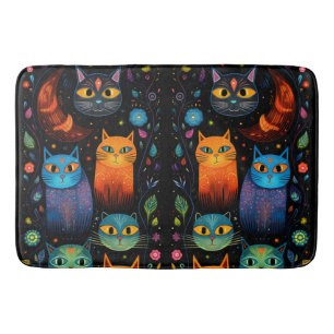 Blue cats bath mat