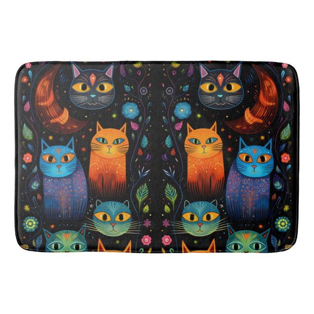 Blue cats bath mat (Front)