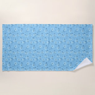 Blue Cats Beach Towel