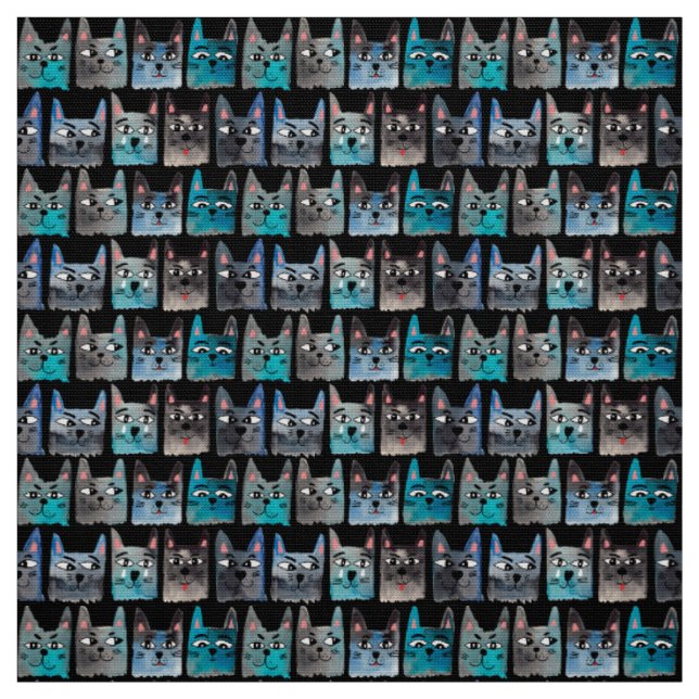 Blue cats fabric (Swatch)