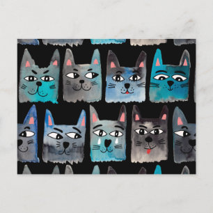Blue cats holiday postcard
