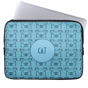 Blue Cats Hypnotic Stripes Design Fun Personality Laptop Sleeve