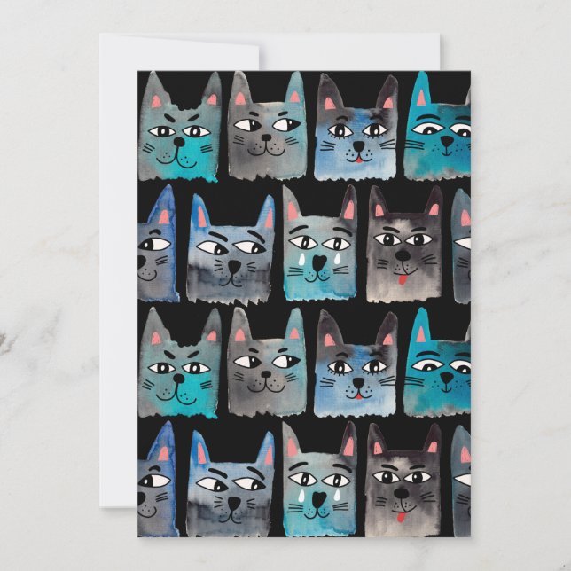 Blue cats invitation (Front)