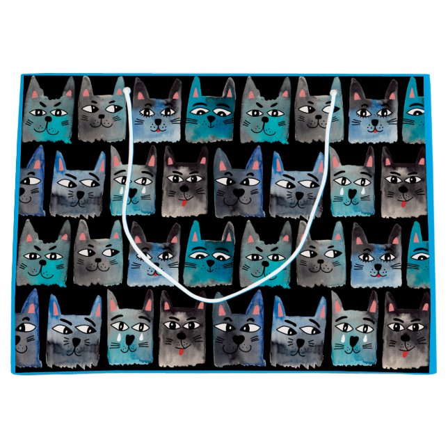 Blue cats large gift bag (Front)