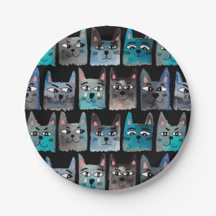 Blue cats paper plate