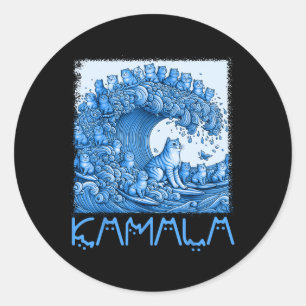 Blue Cats Wave For Kamala 2024 Classic Round Sticker