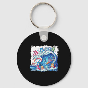 Blue Cats Wave For Kamala Cat Lovers Kamala Harris Key Ring