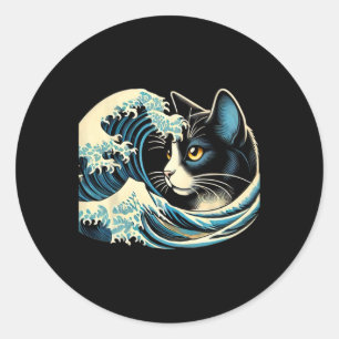 Blue Cats Wave For Kamala Funny Blue Wave Of Cat L Classic Round Sticker