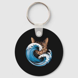 Blue Cats Wave For Kamala Funny Blue Wave Of Cat L Key Ring