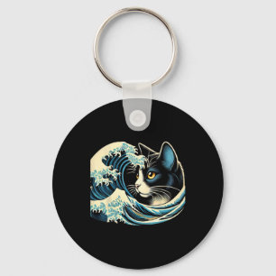Blue Cats Wave For Kamala Funny Blue Wave Of Cat L Key Ring