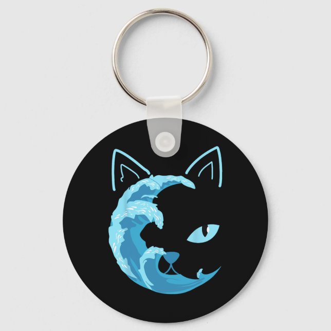 Blue Cats Wave For Kamala Funny Blue Wave Of Cat L Key Ring (Front)