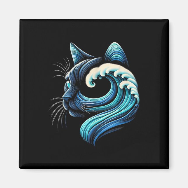Blue Cats Wave For Kamala Funny Blue Wave Of Cat L Magnet (Front)