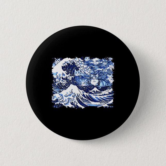 Blue Cats Wave For Kamala Funny Cat Lady  6 Cm Round Badge (Front)