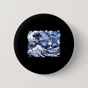Blue Cats Wave For Kamala Funny Cat Lady 6 Cm Round Badge