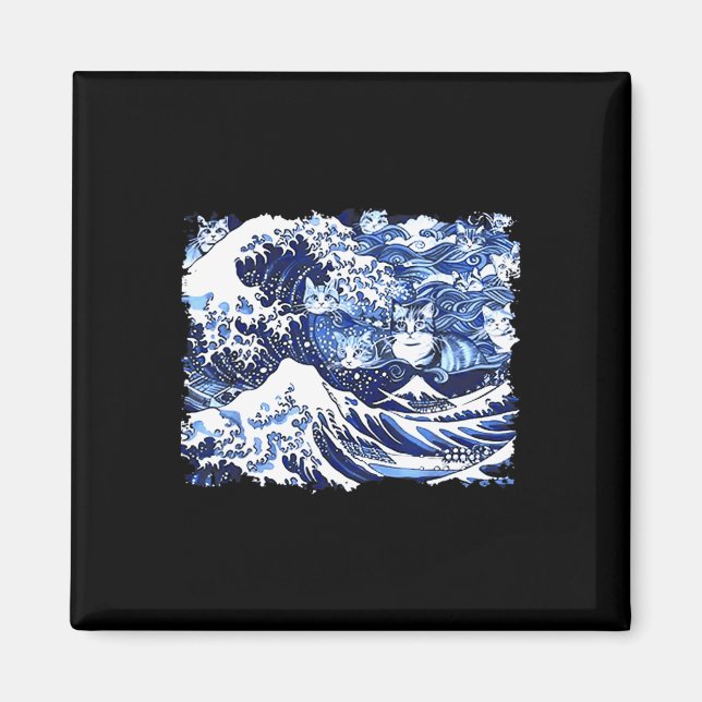 Blue Cats Wave For Kamala Funny Cat Lady  Magnet (Front)