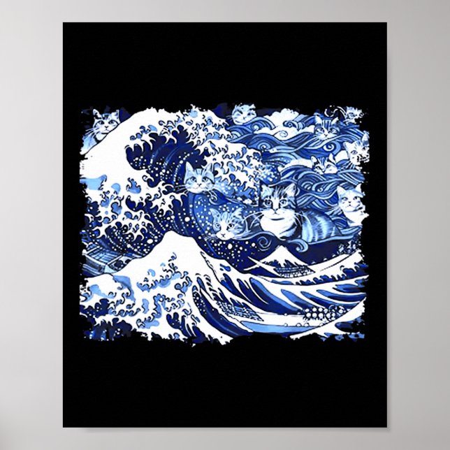 Blue Cats Wave For Kamala Funny Cat Lady  Poster (Front)