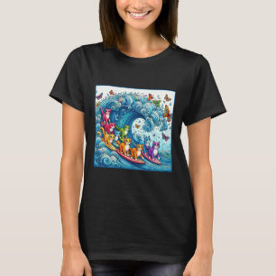Blue Cats Wave For Kamala Funny Cat Lady T-Shirt