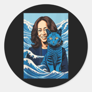 Blue Cats Wave For Kamala Funny Kamala Harris For  Classic Round Sticker